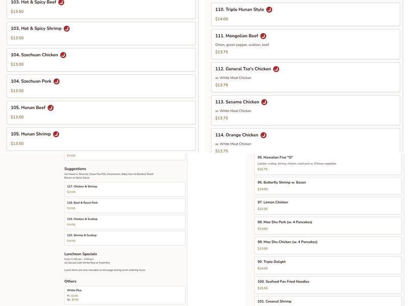 Chinatown Express Menu