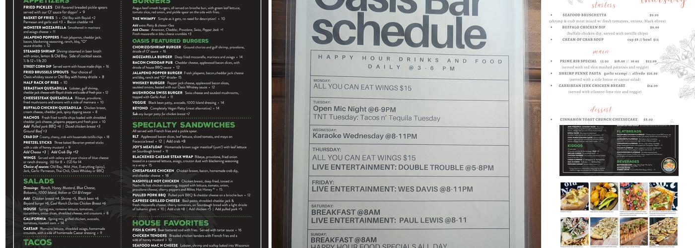 Oasis Bar & Grill Menu