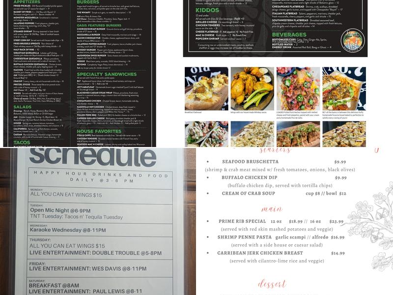 Oasis Bar & Grill Menu