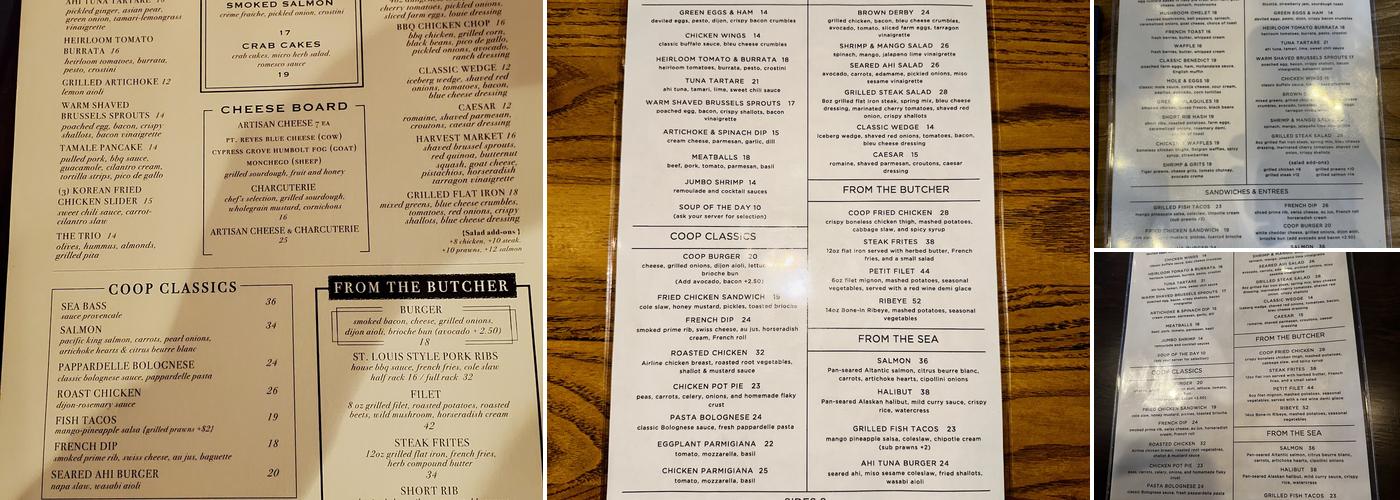 The Cooperage American Grille Menu