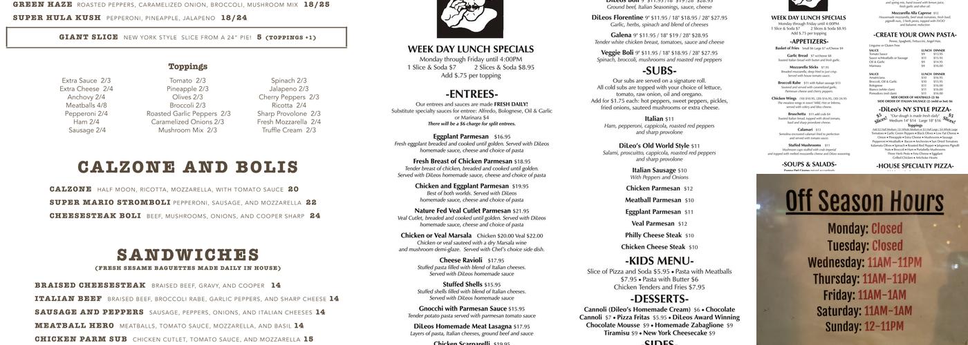 Gio's Pizza Co. Menu