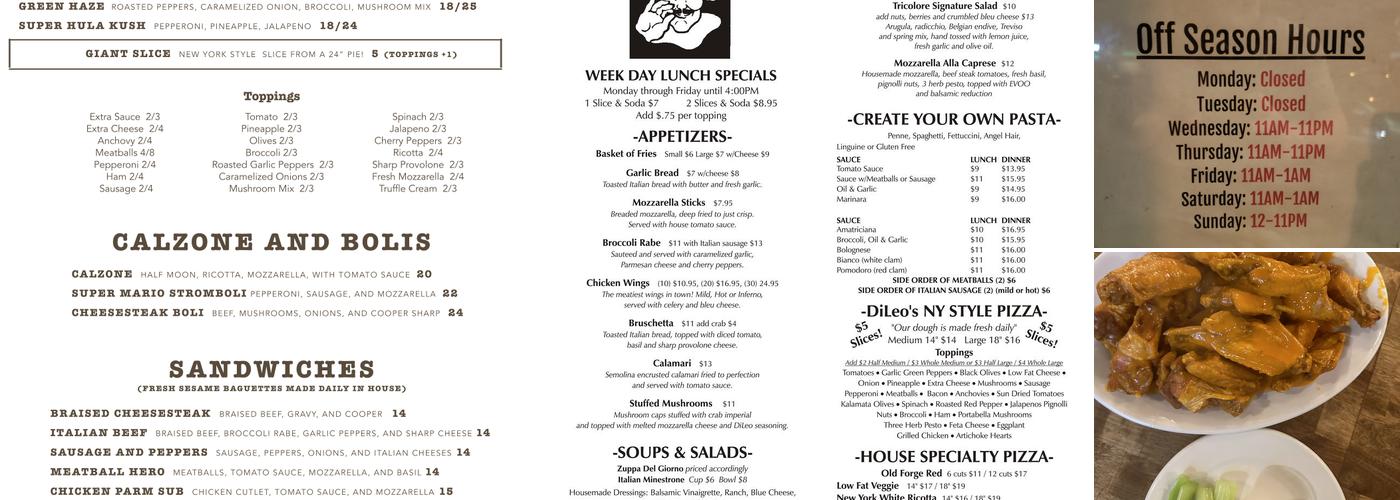 Gio's Pizza Co. Menu