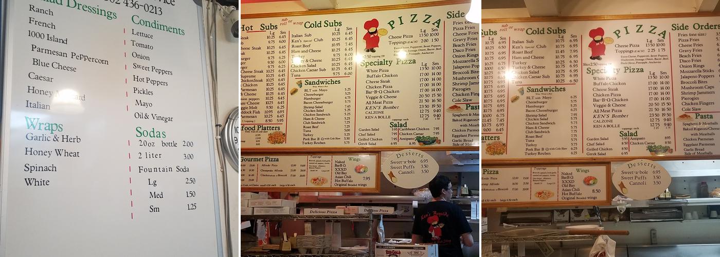 Ken's Bayside Pizza & Subs Menu