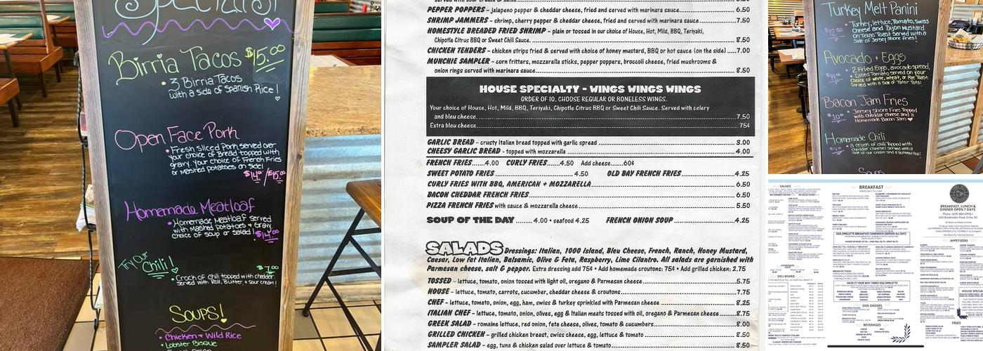 Erma Deli & Pizzeria Menu