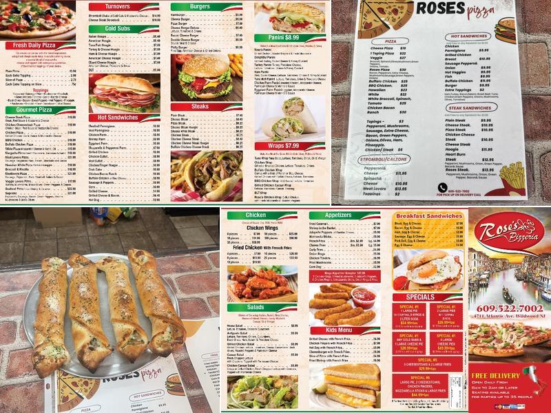 Roses Pizza Menu