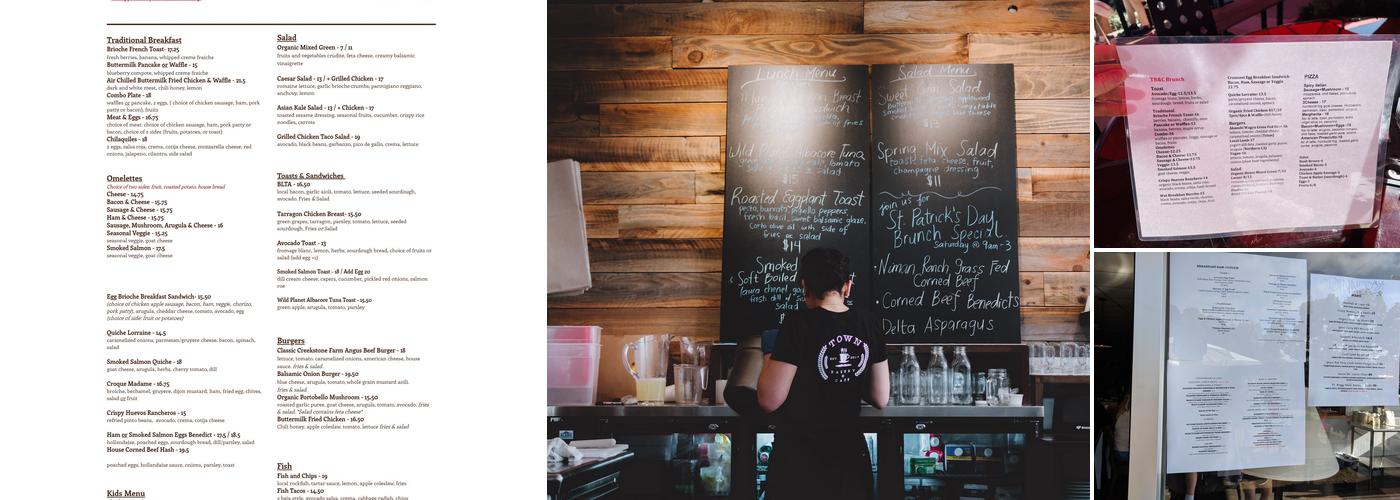 Town Bakery & Cafe Menu
