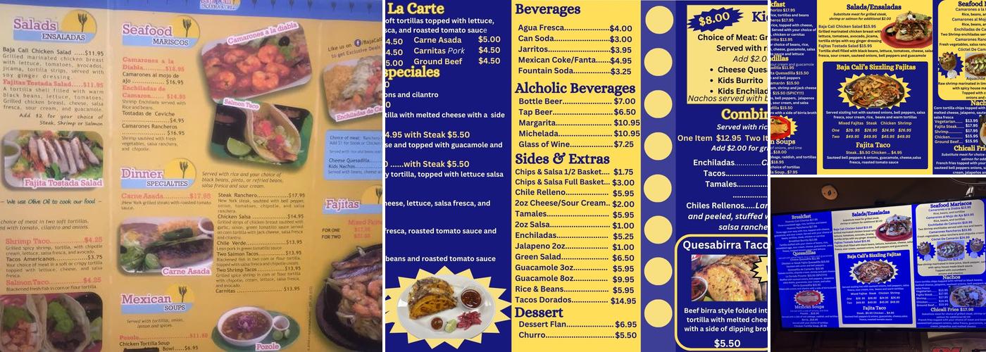 Baja Cali Taqueria & Grill Menu