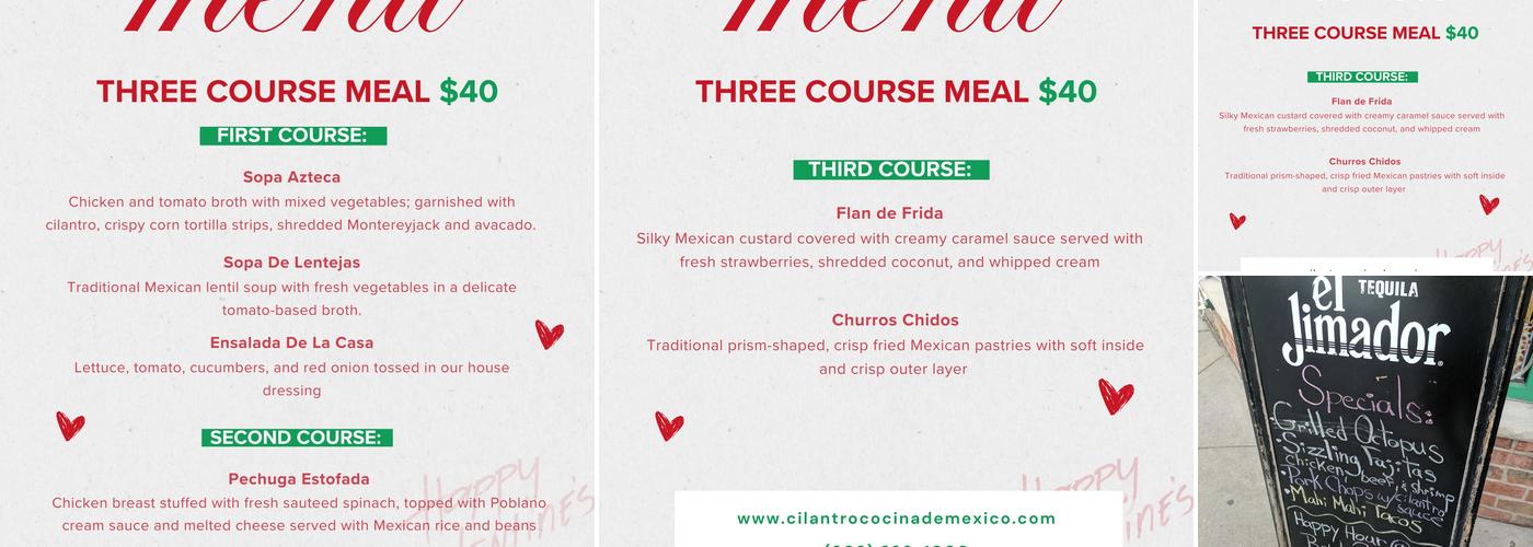 Cilantro Cocina de Mexico Menu