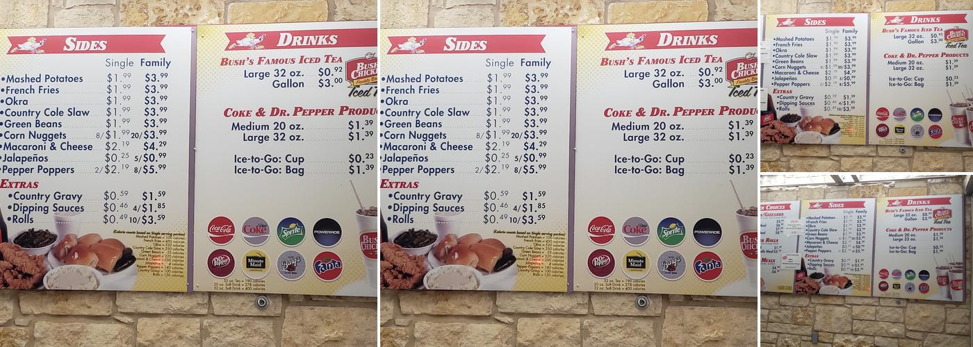 Bush's Chicken Menu