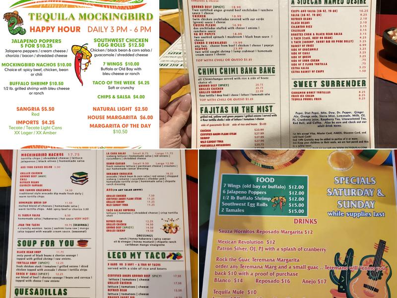 Tequila Mockingbird Menu