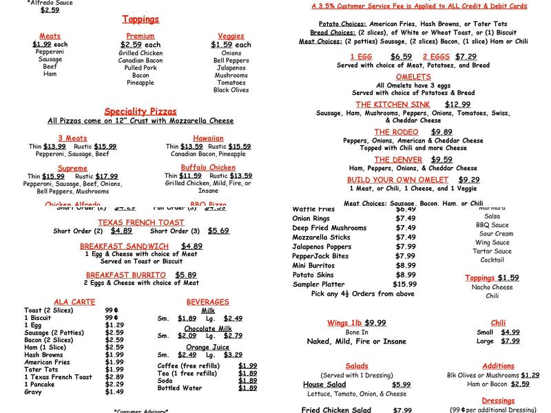 Possum Holler Menu