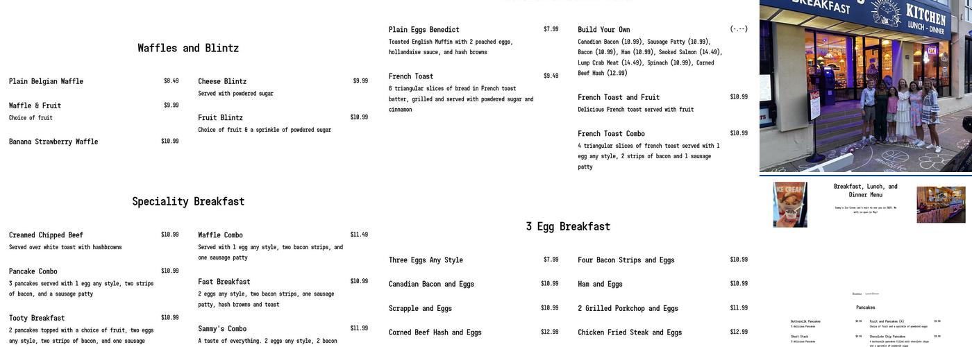 Sammy's Kitchen Menu