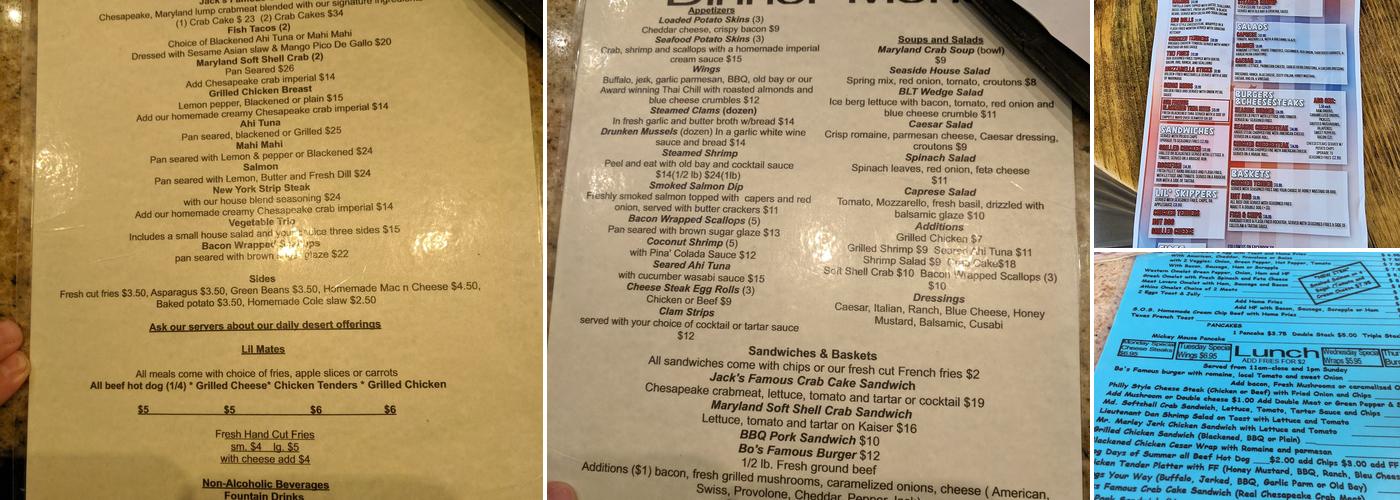 Seaside Bar & Grill Menu