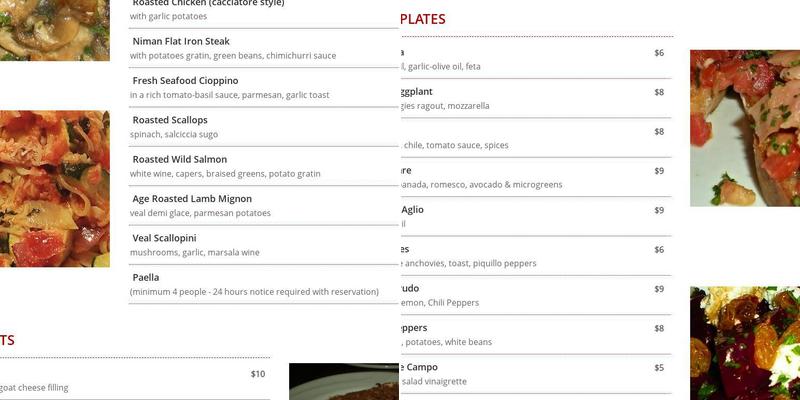 Vino Restaurant Menu