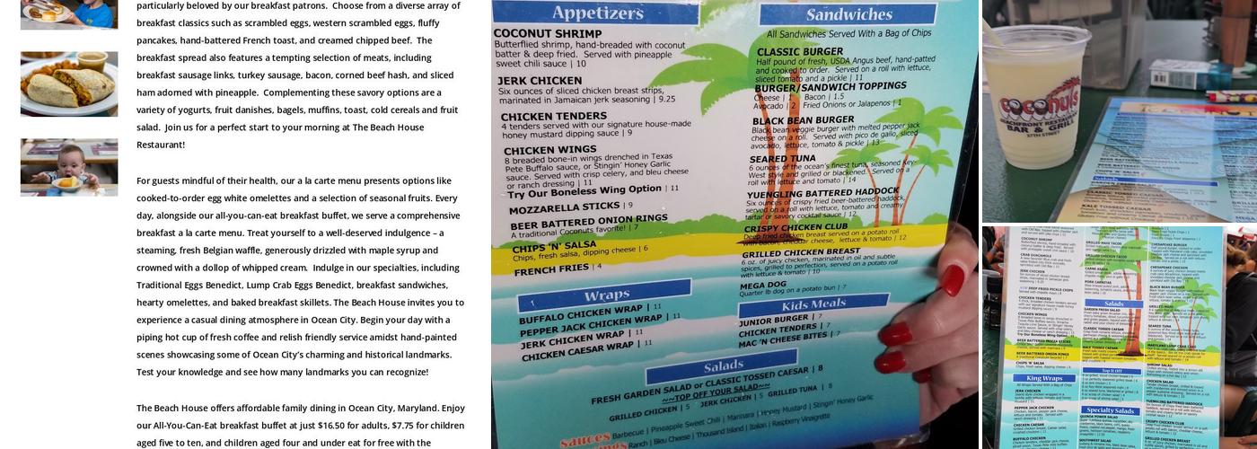Coconuts Beach Bar & Grill Menu