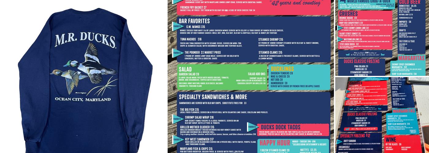 M.R. Ducks Menu
