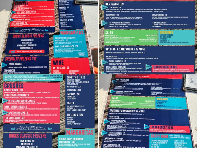 M.R. Ducks Menu