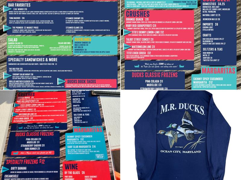 M.R. Ducks Menu