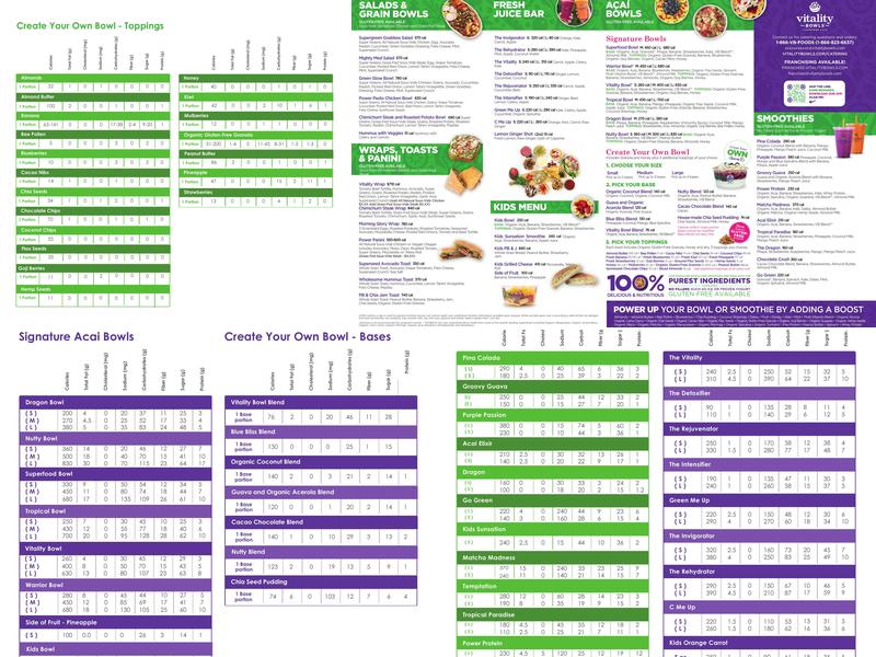 Vitality Bowls Lafayette Menu