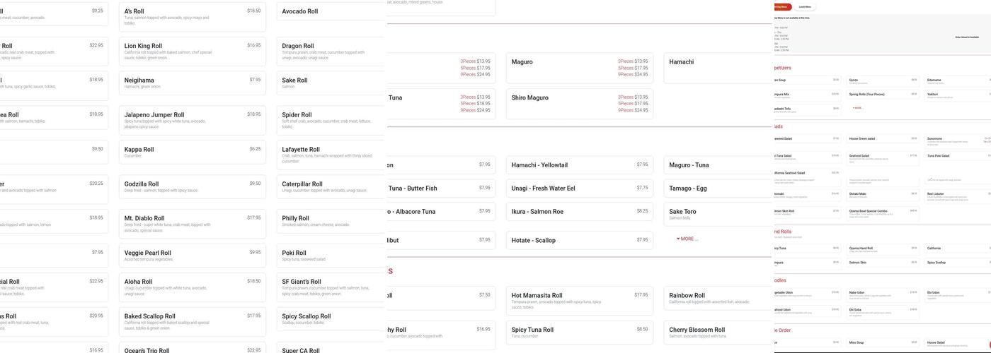Oyama Sushi Menu