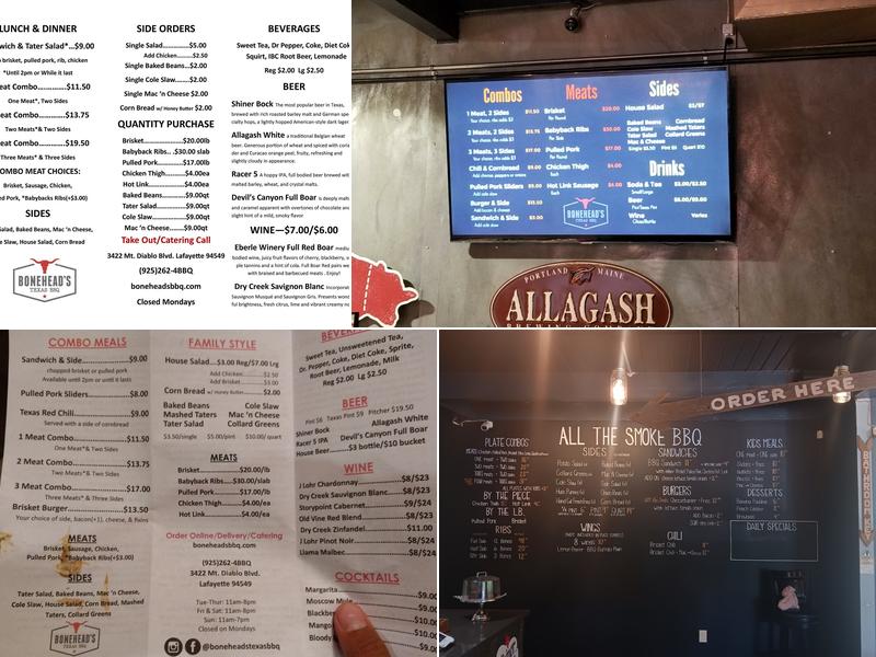 Bonehead's Texas BBQ Menu