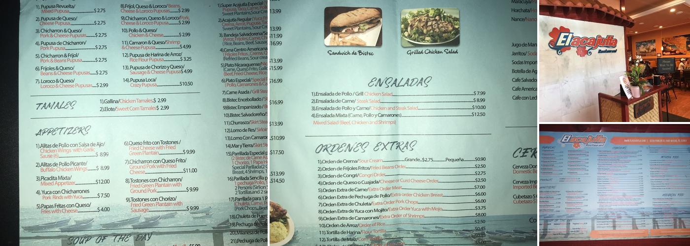 El Acajutla Restaurant Menu