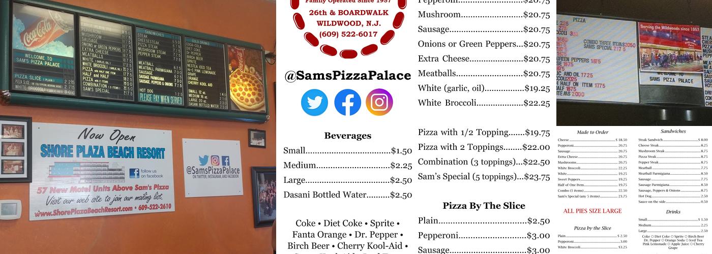 Sam's Pizza Palace Menu