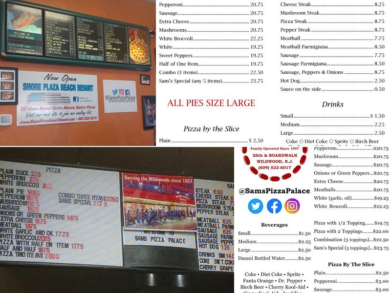 Sam's Pizza Palace Menu