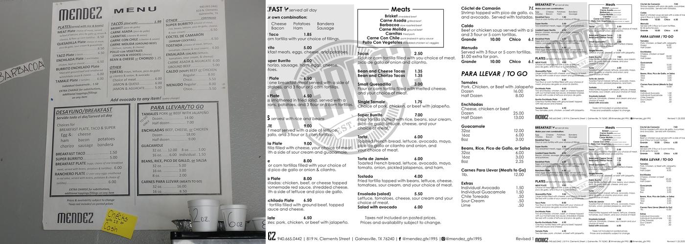 Mendez Menu