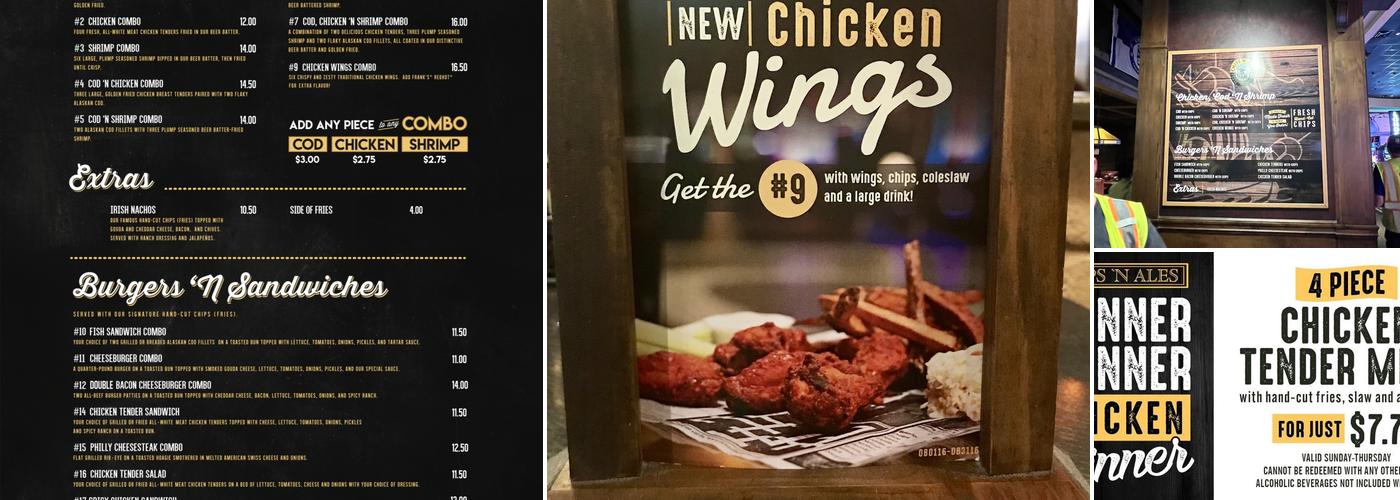 Chips 'N Ales Menu