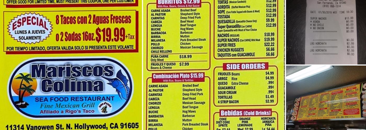 Rigo's Taco Menu