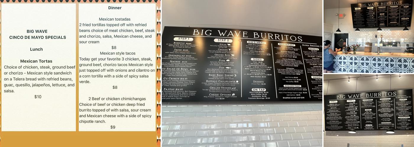 Big Wave Burritos Menu
