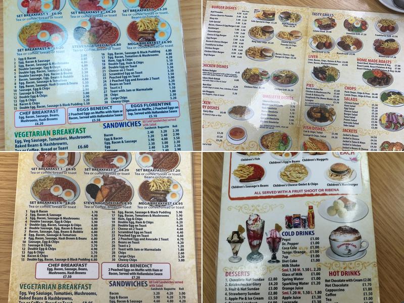 Stevenage Cafe Menu