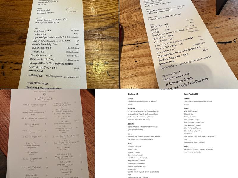 Wako Japanese Restaurant Menu
