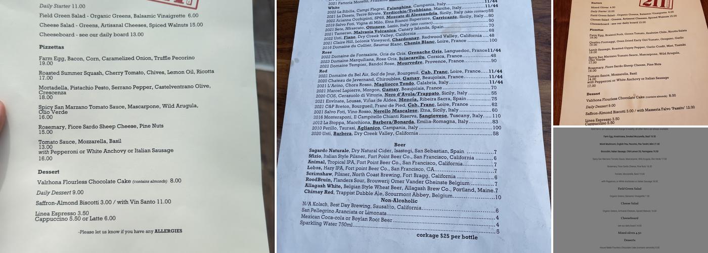 Pizzetta 211 Menu