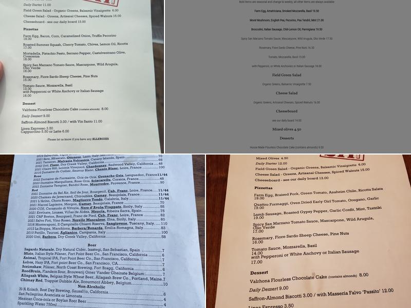 Pizzetta 211 Menu