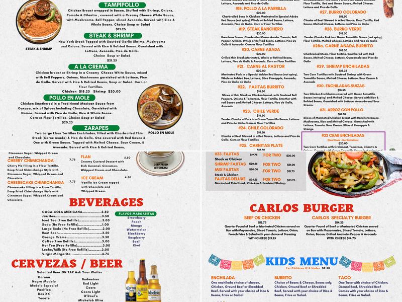 Carlos Restaurante Menu