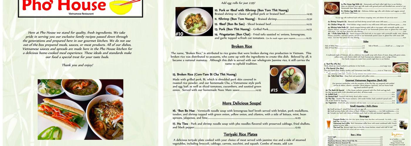 Pho House Menu