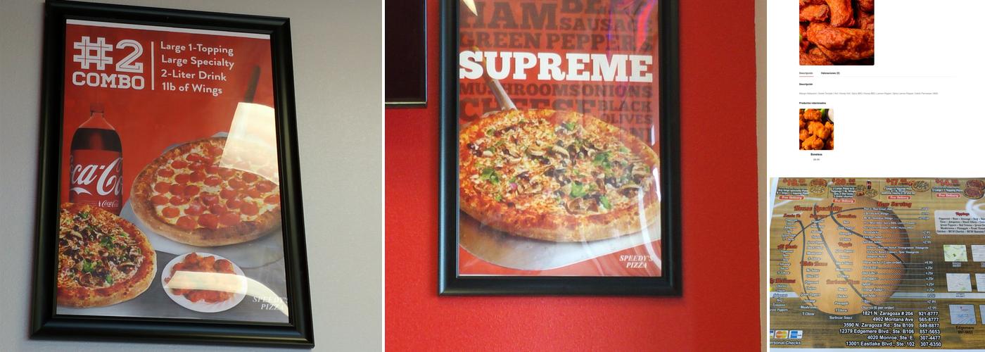 Speedy's Pizza Menu