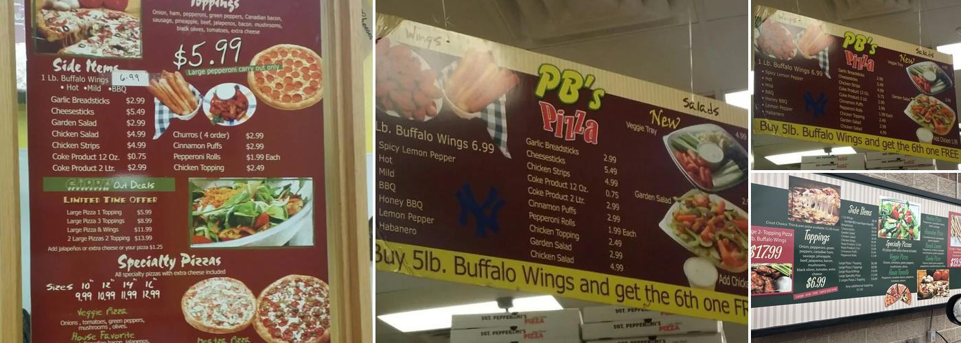 Pot Belly's Pizza Menu