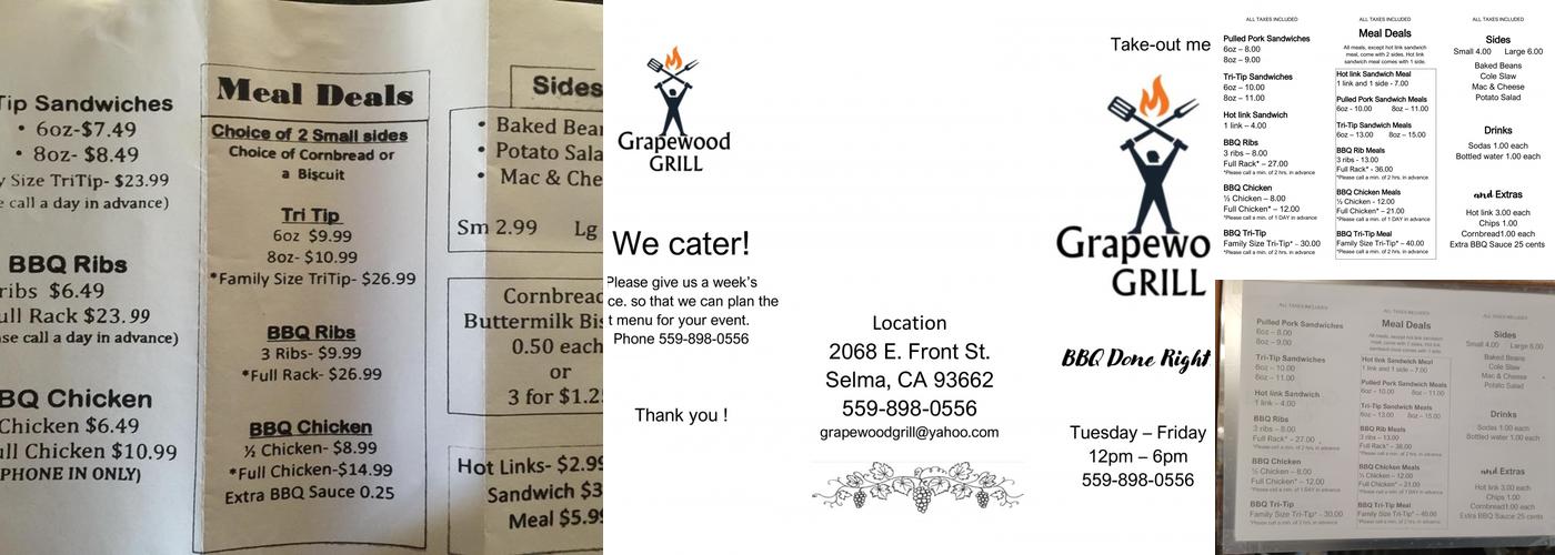 Grapewood Grill Menu