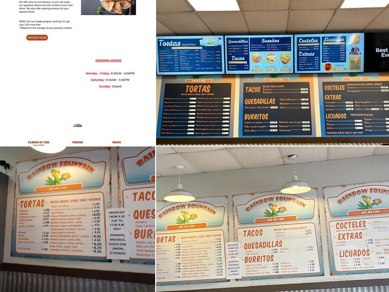 Rainbow Fountain Menu