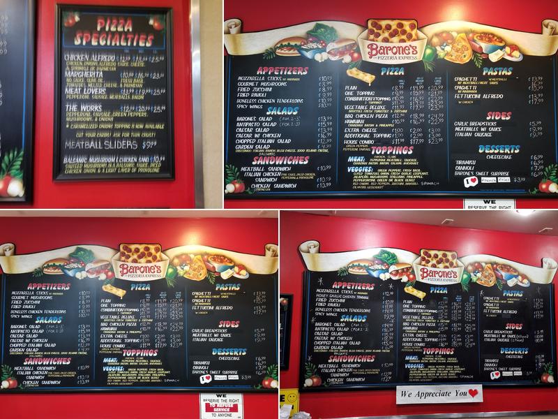 Barone's Pizzeria Menu