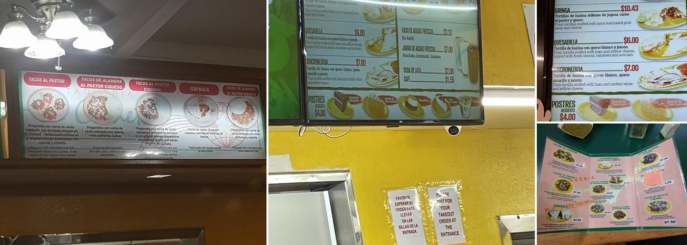 El Cometa Menu