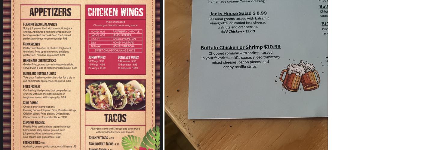 Coconuts Wing Cantina Menu