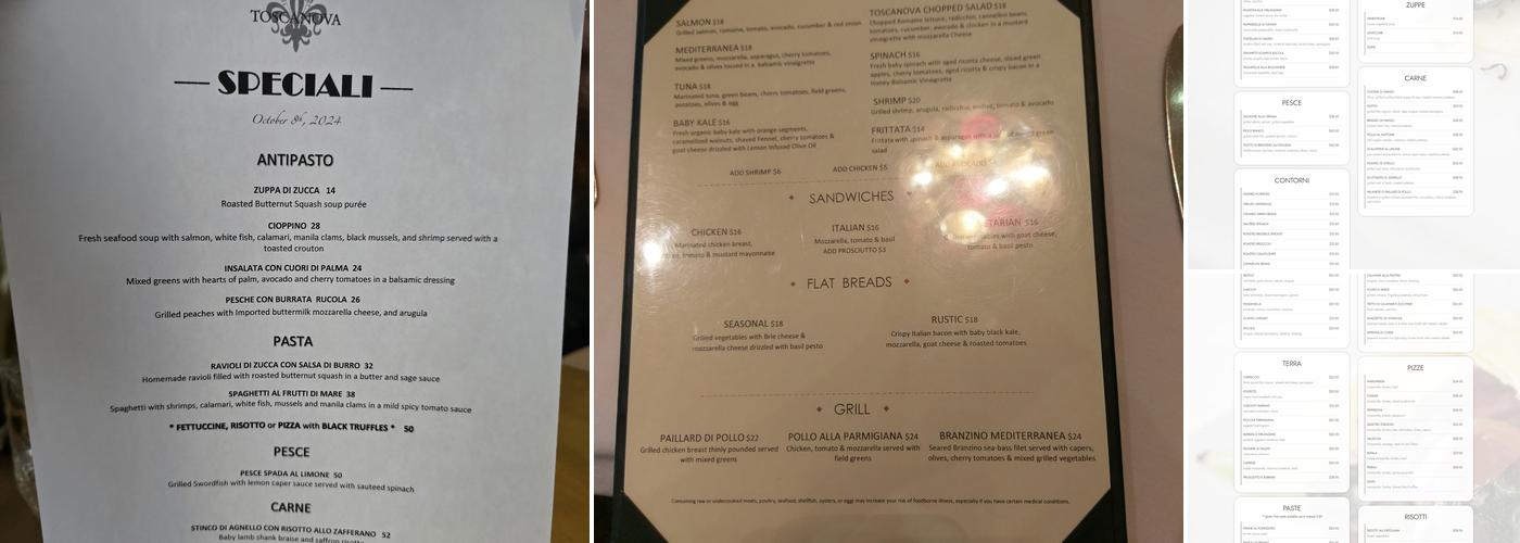 Toscanova Menu