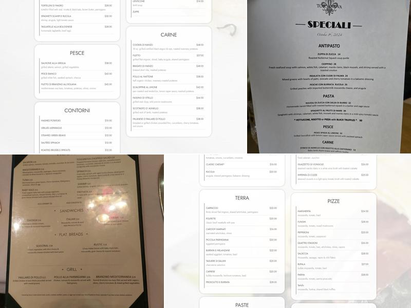 Toscanova Menu