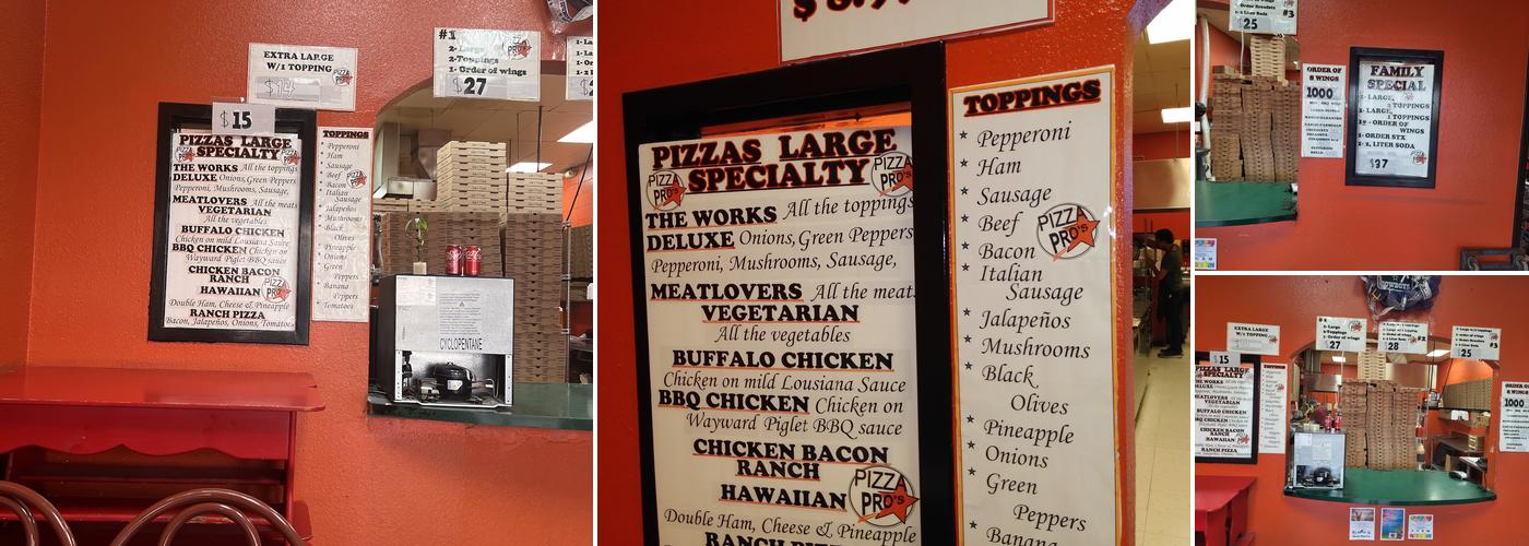 Pizza Pros Menu