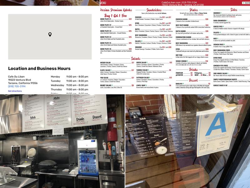 Cafe Du Liban Menu