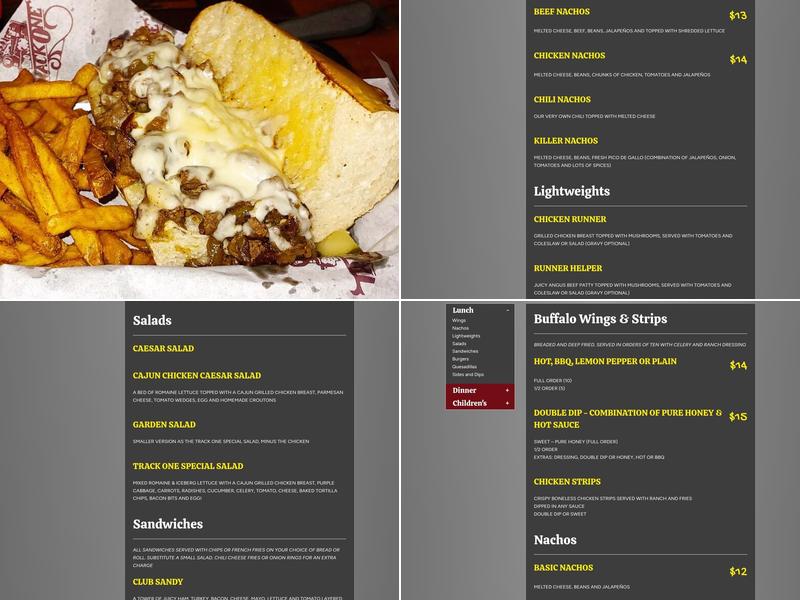 Track One Menu